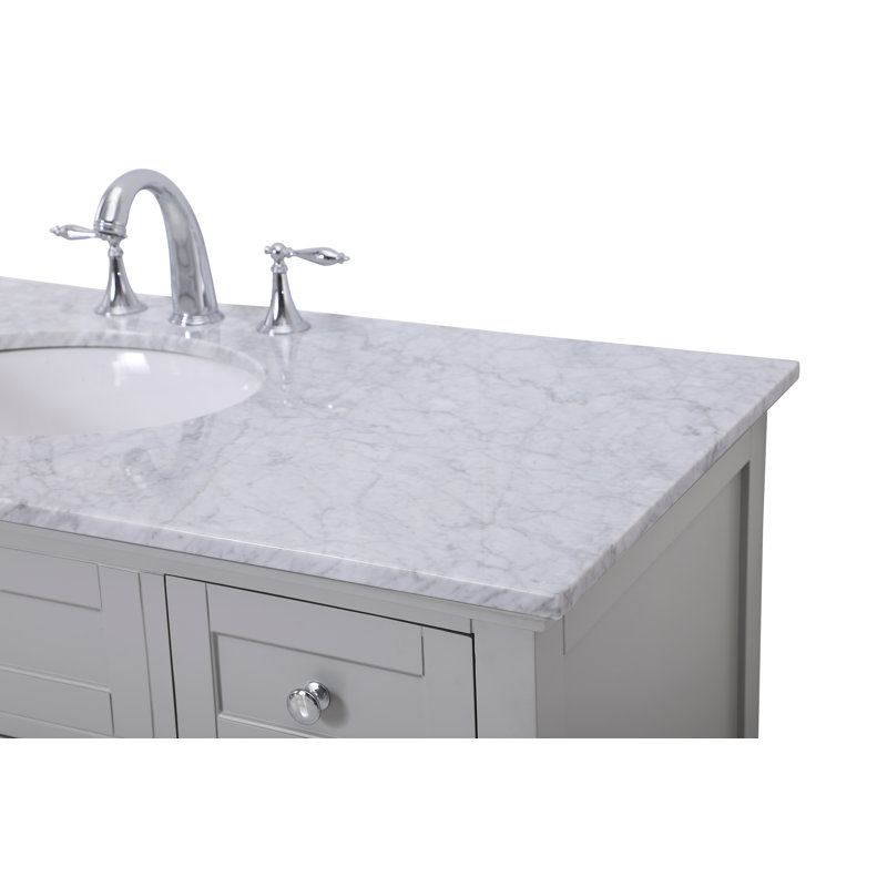 Ain 48'' Single Bathroom Vanity with Marble Top, Carrera White, Gray