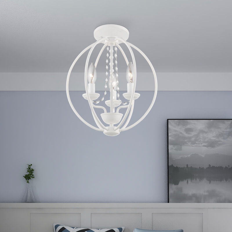 Ledjon 3 - Light Dimmable Globe Chandelier, White