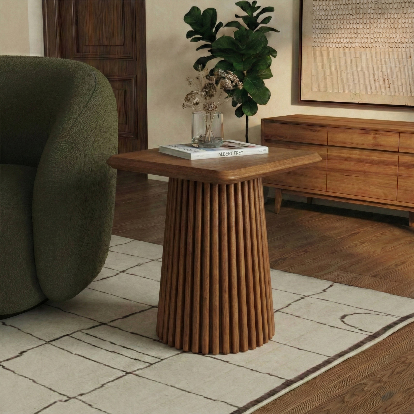 Roanne Solid Wood End Table, Natural