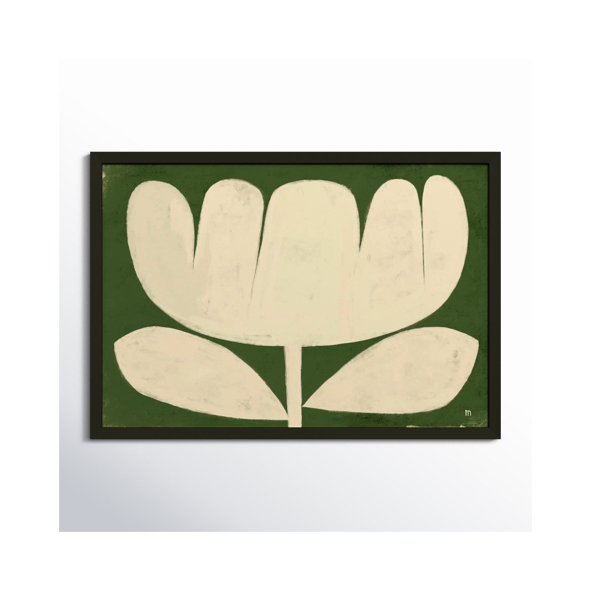 Flower On Green by StudioM, Black, 35" H x 50" W x 1.25" D