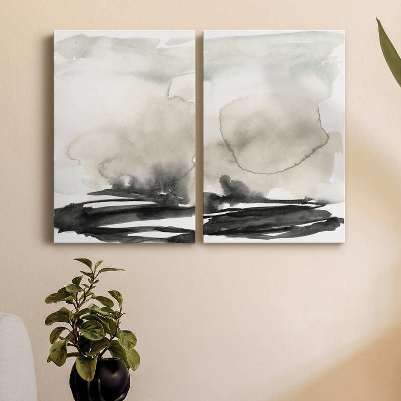Toile tendue avec châssis Ebony Horizon Triptych I - prêt à accrocher, H 36 po x l 48 po x P 1 po