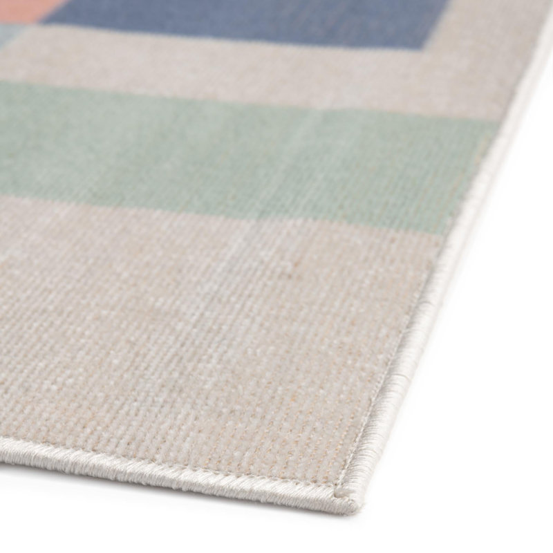 Tapis beige à motif géométrique Arean, Carré 5 pi
