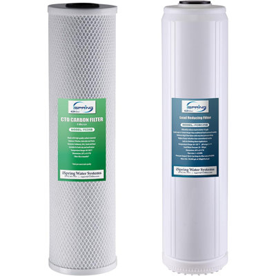 iSpring Whole House Water Filter, removes up to 99% PFOA/PFOS with SGS-tested media, reduces sediment, scale, lead, chlorine, taste & odor. Includes jumbo spin-down filter. Model WGB32B-PFKDS+WSP50J.