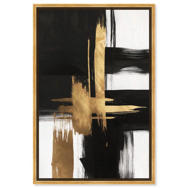Golden Contrast I Canvas Gold Leaf Wall Art by Art Remedy, 37" H x 25" W, Gold Framed