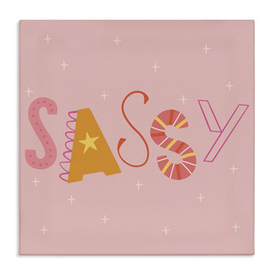 Toile typographique rose et jaune Sassy, design par Sazerelli Designs