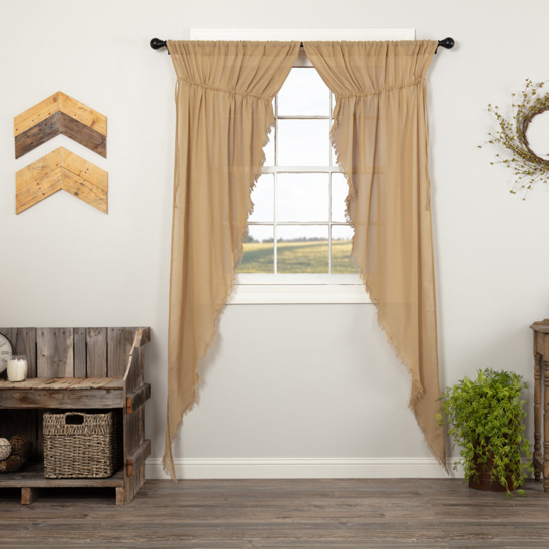 Beacham 100% Cotton Sheer Curtain Pair, Khaki