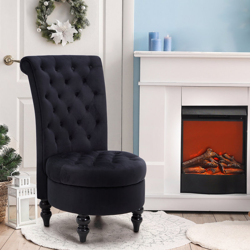 Annig Velvet Side Chair, Black Velvet, 1