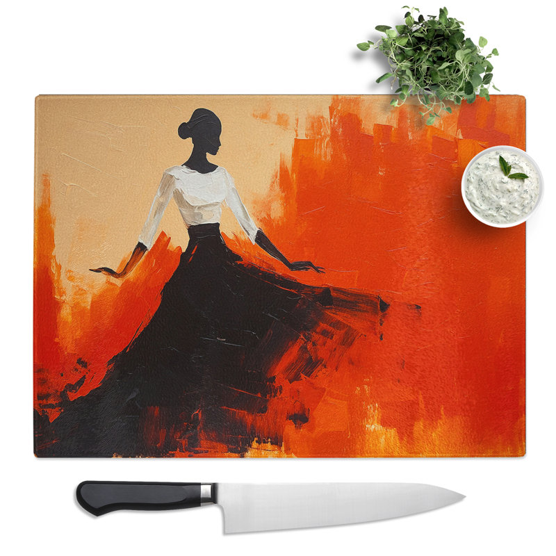 Flamenco dancer Minimalism No.2  Glass Chopping Board