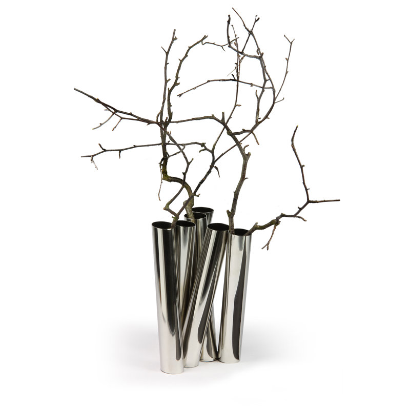 Metal Table Vase, Chrome coloured