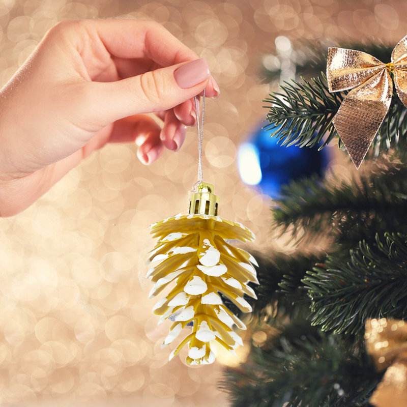 Décoration de Noël en forme d'arbre de pin en plastique, Doré