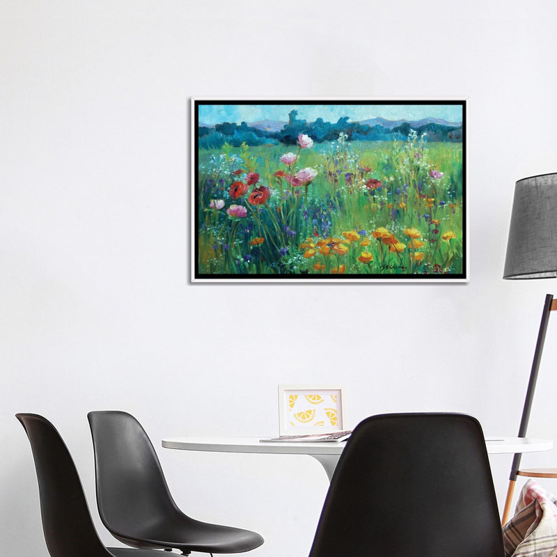 Field Of Poppies 1 Piece Wall Art on Canvas, 66.04 cm H x 101.6 cm W x 4.445 cm D, White
