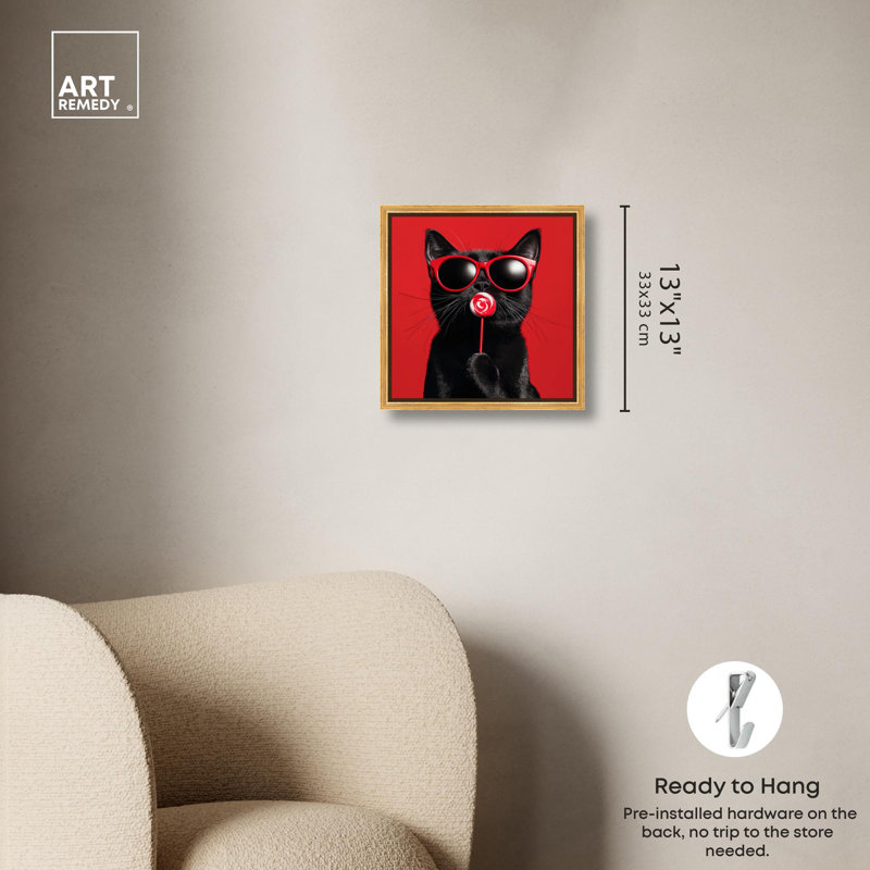 «Candy Coated Coolness Canvas» par Art Remedy, Cadre flottant doré, H 13 po x l 13 po x P 1,8 po