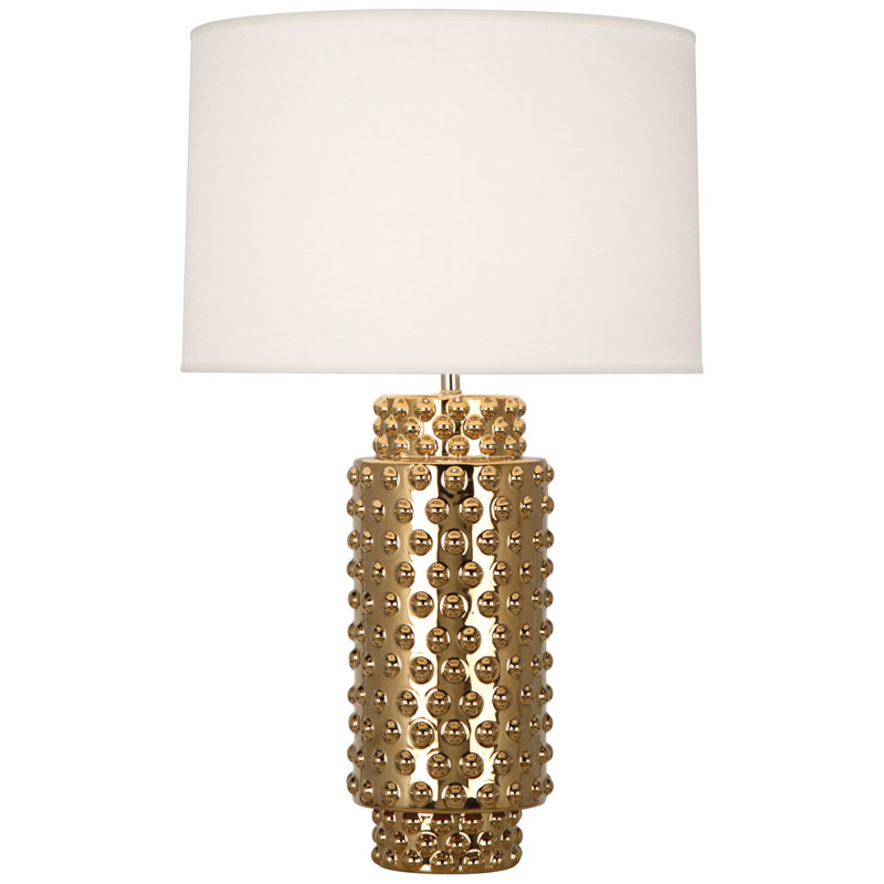 Dolly Ceramic Table Lamp, Textured Ceramic/Gold Metallic Glaze, Fondine