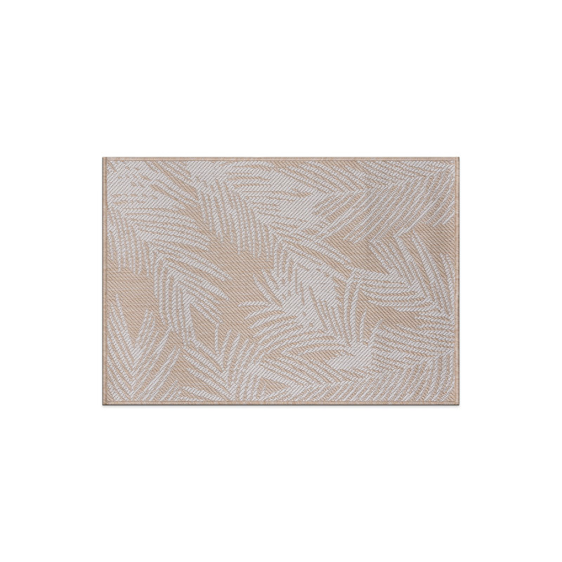 Tapis intérieur / extérieur à motif floral beige / crème Deonta, Rectangle 2 pi x 3 pi