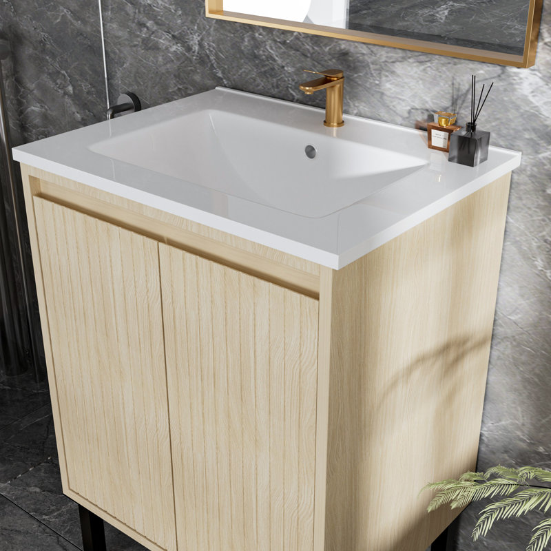 Meuble-lavabo de salle de bain sans lavabo, Beige, 24"