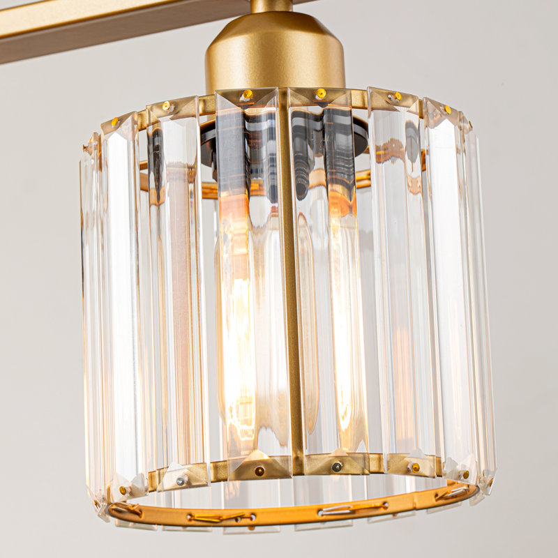 Luminaire suspendu 5 lumières en cristal pour îlot de cuisine, Doré