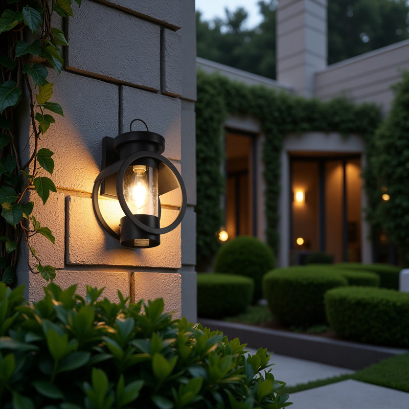 6.7" Modern Outdoor Wall Light – Black Metal Frame, Clear Seeded Glass Shade, Waterproof and Rustproof for Porch, Patio or Garage