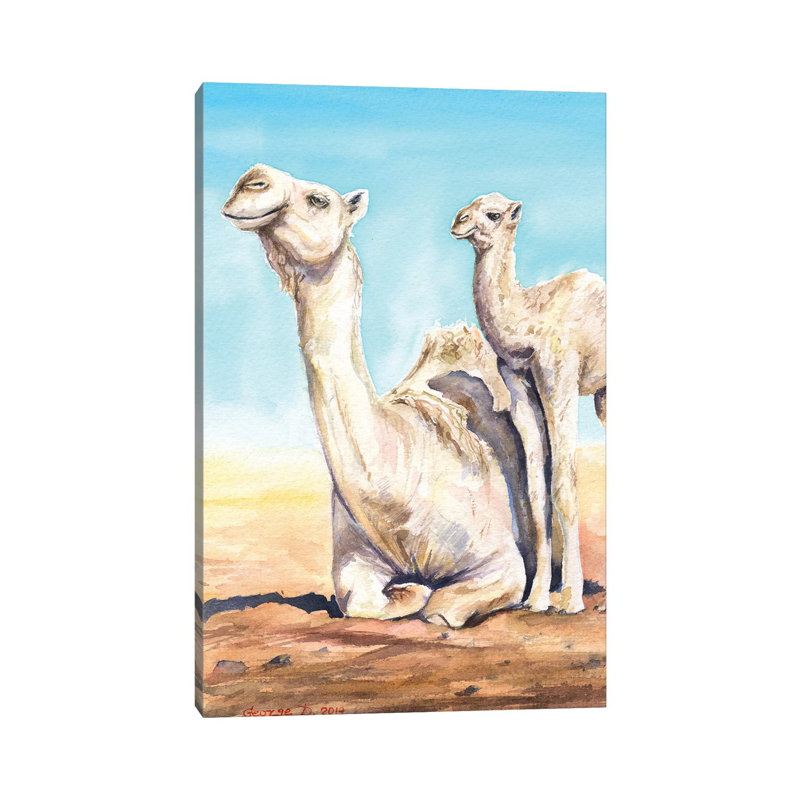 Camel And Calf by George Dyachenko - Wrapped Canvas Painting, 101.6 cm H x 66.04 cm W x 1.91 cm D