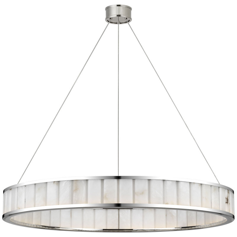 Chapman & Myers Iterna 40" Ring Chandelier with Alabaster, Polished Nickel