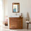 Meuble-lavabo sur pied en bois naturel avec lavabo et miroir-824506224