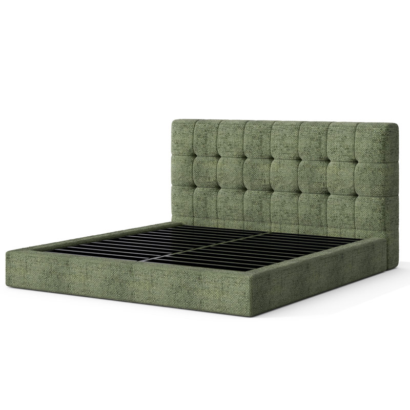 Lit plateforme double capitonné, Full, Green
