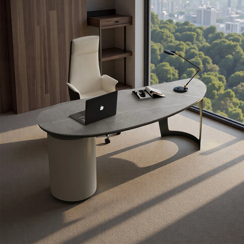 Bureau d'ordinateur simple et moderne, H 28,74 po x l 62,99 po x P 27,56 po, Gris / Blanc