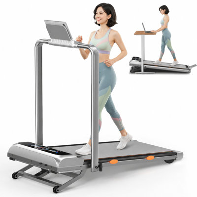 Tapis de marche à tapis avec 15% d'inclinaison automatique à 12 niveaux et guidon, tapis roulants silencieux de 3,5 ch avec écran d'interface utilisateur, haut-parleur, application et télécommande, capacité de 450 lb