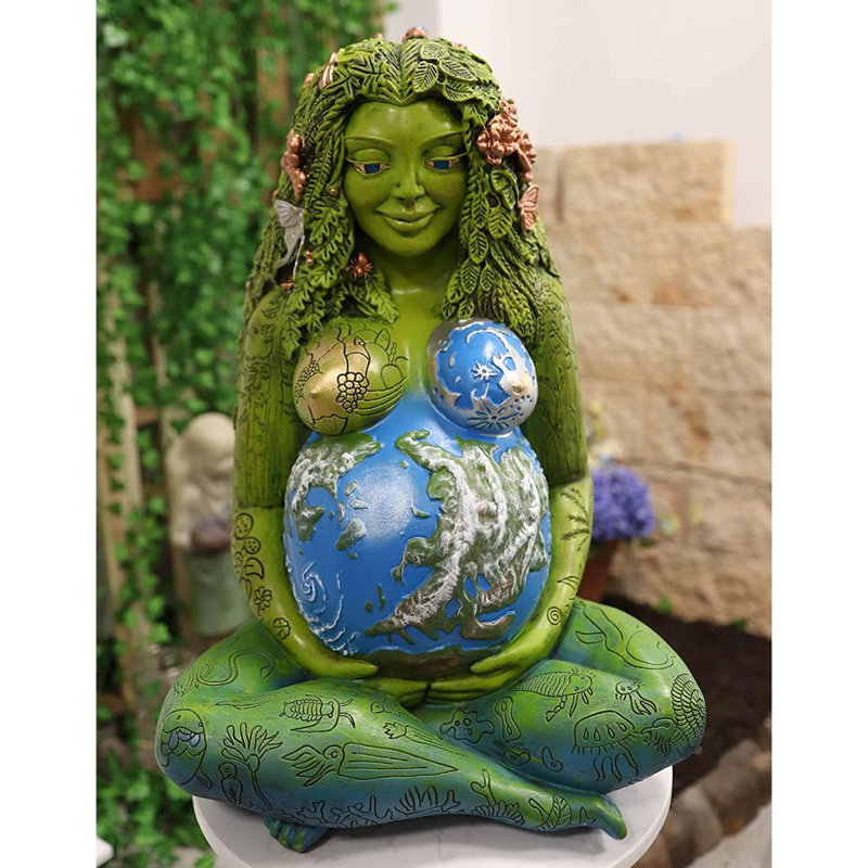 Statue millénaire Gaia Terre Mère Nature, déesse Te Fi, H 23,5 po x l 15,5 po x P 14,25 po