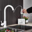 White Kitchen Tap Lead-Free Pull Out Spray Mixer Tap Swivel 1-Lever Pause Button