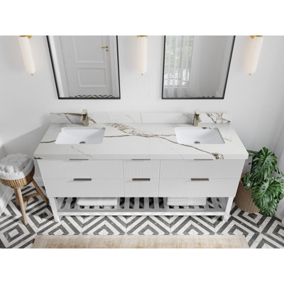 Meuble-lavabo double 72 po avec plateau Catalina