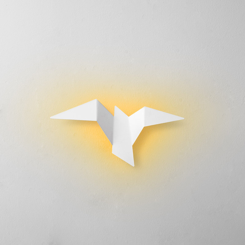 Applique murale oiseau en métal 3000K, H 4,7 po x l 12,2 po x P 6,3 po, Blanc