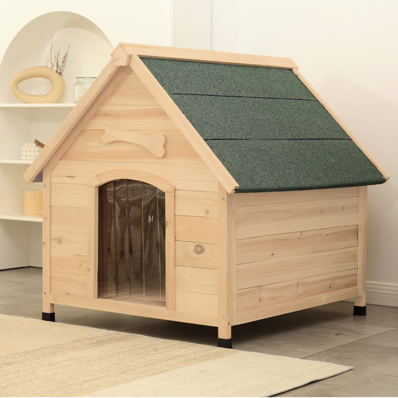 Niche pour chien 33 po en bois renforcé de polymère résistant aux intempéries pour l'extérieur, Beige