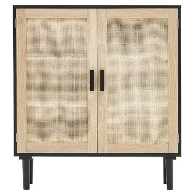 Rattan Cabinet, Rattan Storage Cabinet 31.5Inch With 2 Magnetic Doors And Adjustable Shelves, Sideboard Buffet Cabinet For Hallway, Entryway, Living Room, Or Kitchen