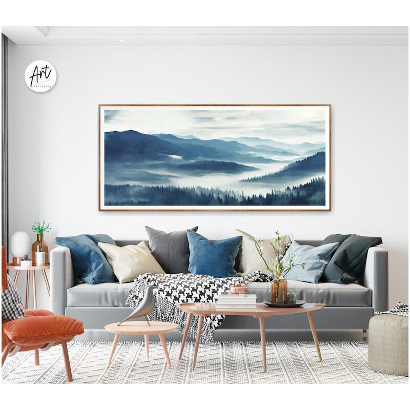 "Blue Ridge Mountains National Park", aquarelle, art mural horizontal, Toile tendue, L 32 po x H 16 po x P 1,5 po