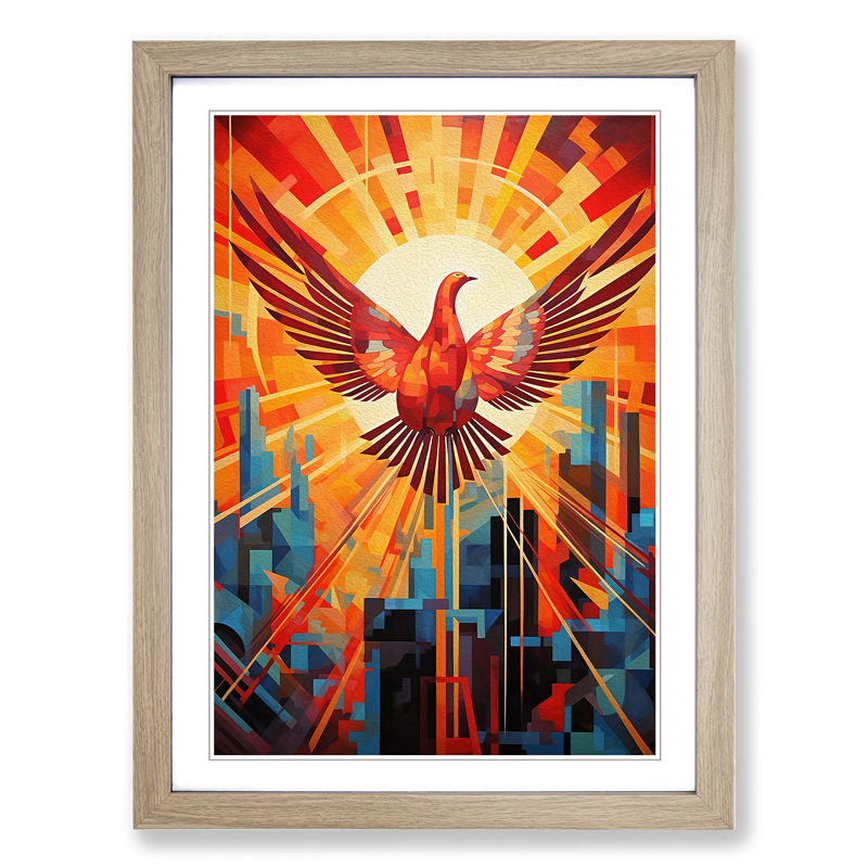 Phoenix Constructivism No.3 - Single Picture Frame Print on Wood, 34cm H x 25cm W, Oak Framed