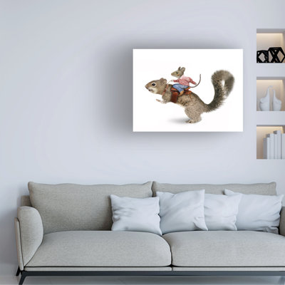 Art mural sur toile tendue - art mural John Hovenstine «Squirrel rodeo» pour le salon, la chambre à coucher ou le bureau - 14 x 19