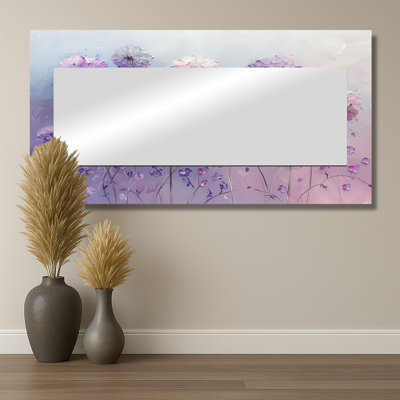 Lavande pissenlit Winter Field I - Art mural miroir floral décoratif - imprimé sur métal