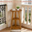 Table d'appoint ronde à 3 niveaux en bois massif, table de bout compacte et table de chevet pour petits espaces, rangement à plusieurs niveaux pour le salon, la chambre à coucher et le bureau personnel