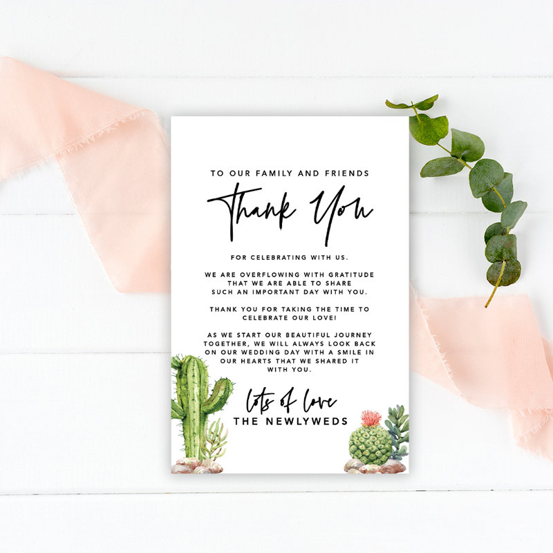 Coffrets de mariage «Desert Thank Cacti» pour réception de table, assiettes, famille, amis, paquet de 56
