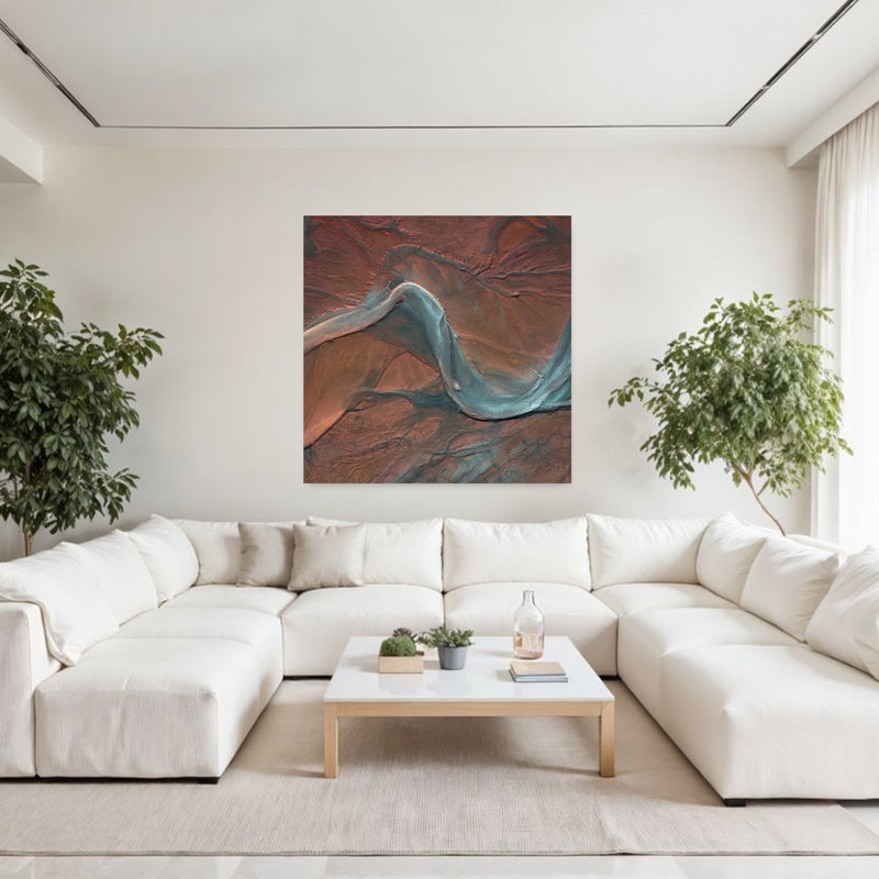 Art contemporain contemporain, paysage abstrait, H 48 po x l 48 po