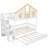 Twin Size Wooden House Roof Bunk Bed with Window Door and Roof,Storage Staircase and Trundle,White+Natural-169472727