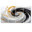 Tourbillon jaune, noir, blanc, spirales abstraites, ensemble de 4 pièces-726272090