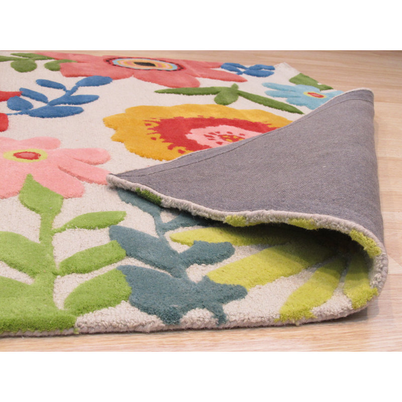 Anouk Ivory Hand Knotted Area Rug, Rectangle 5' x 8'