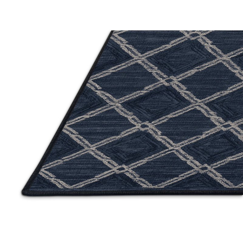 Tapis gris en treillis lavable à la machine, Rectangle 5 pi x 7 pi