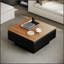 Table basse carrée de 79 cm (31 pouces) avec plateau relevable et rangement dissimulé, design moderne du milieu du siècle pour le salon.