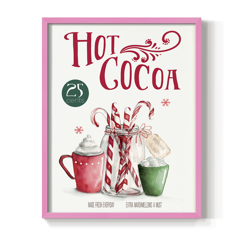 «Hot Cocoa», reproduction encadrée - bois massif, H 15 po x l 12 po, Rose
