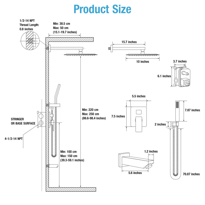 Complete Shower System with Rough in-Valve, Chrome