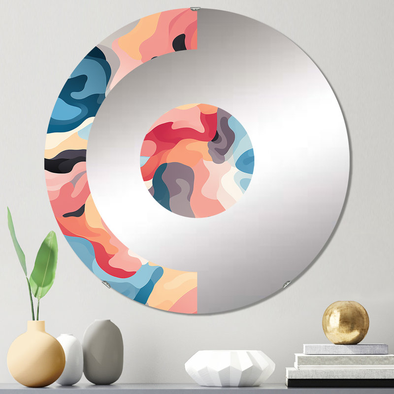 Miroir mural tendance en demi-cercle rose Camo, 31,4 po x 31,4 po