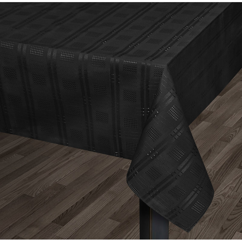 Orlinda Modern Jacquard Hampton Tablecloth Collection, 2cm W x 130cm L, Black