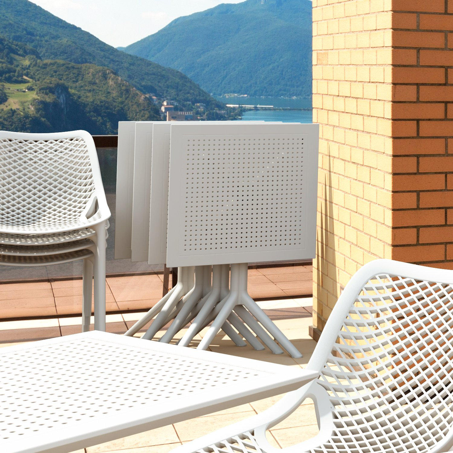Farrah 30" Patio Dining Table, White, 29.5" H x 23.6" W x 23.6" D, Yes